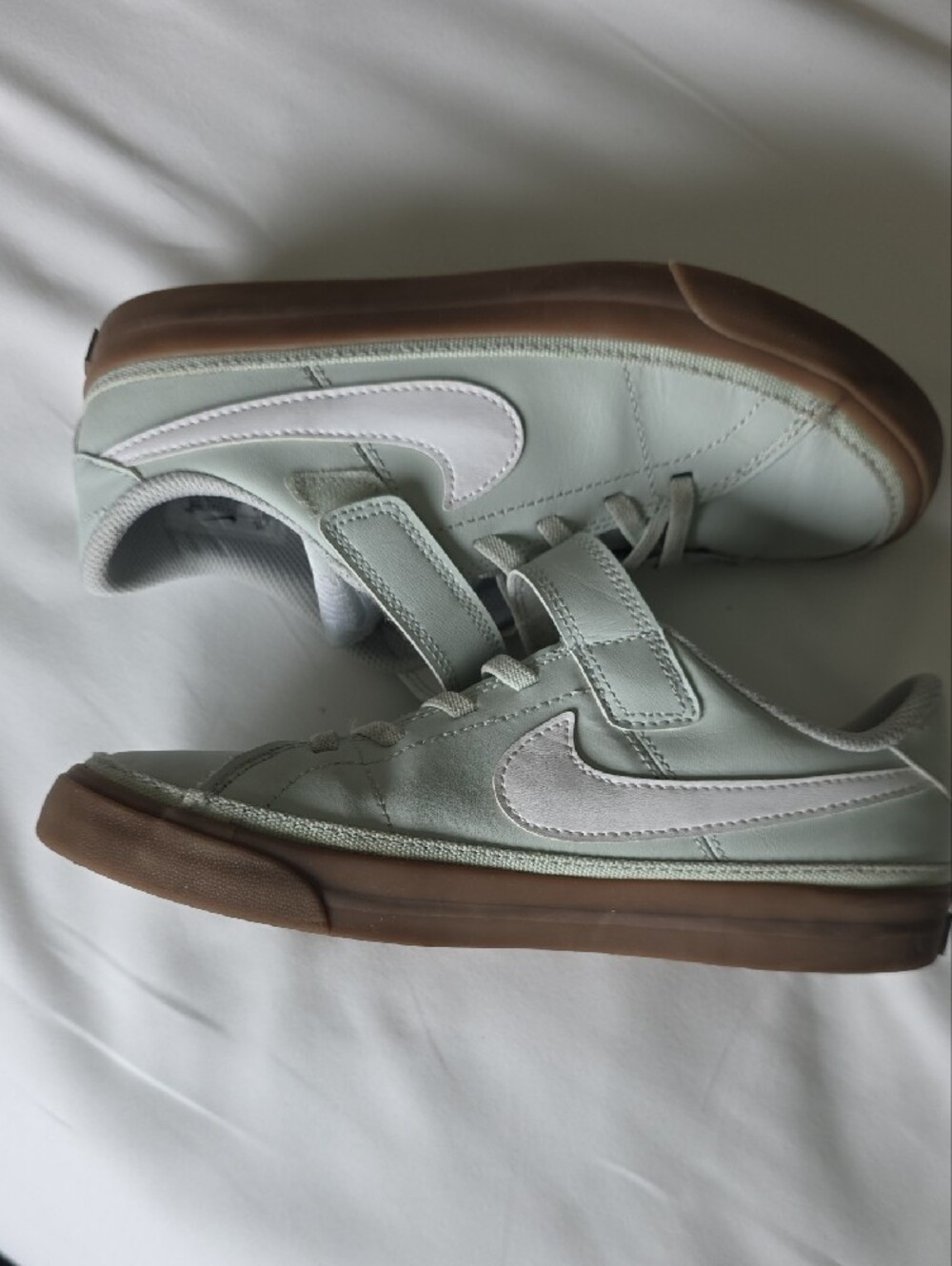Nike Kids Mint Green Sneakers with Brown Sole